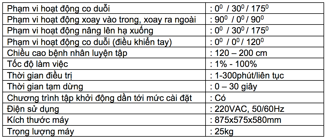 Thiết bị tập thụ động khớp vai, cánh tay Optiflex S