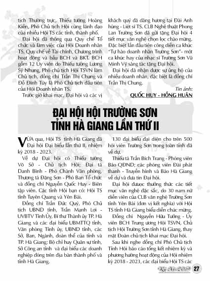Bản tin Trường Sơn tết Kỷ Hợi 2019 (Số 21) 26