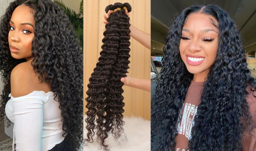 Deep wave hair and curly hair weave
