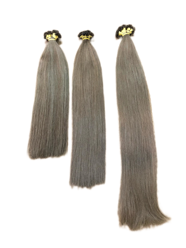 Flat tip human hair extensions in Brown color