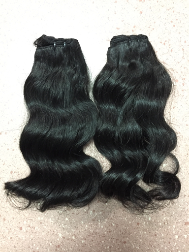 Double drawn wavy hair weave weft hair 