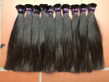 Double drawn natural bulk hair 