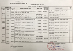 Lịch Công Tác Tuần (22/3/2021 đến 26/3/2021)