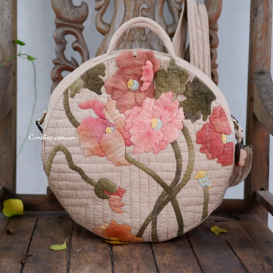 S0116 TÚI ĐEO CHÉO HOA POPPY (HOA CAM)