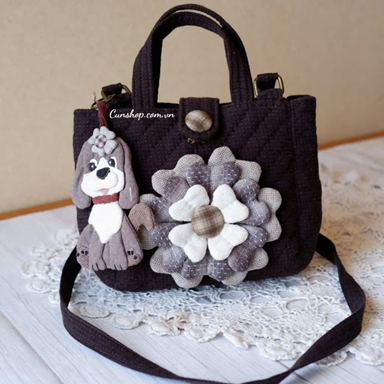 T0300 TÚI HOA 3D KÈM  CHARM CHÓ