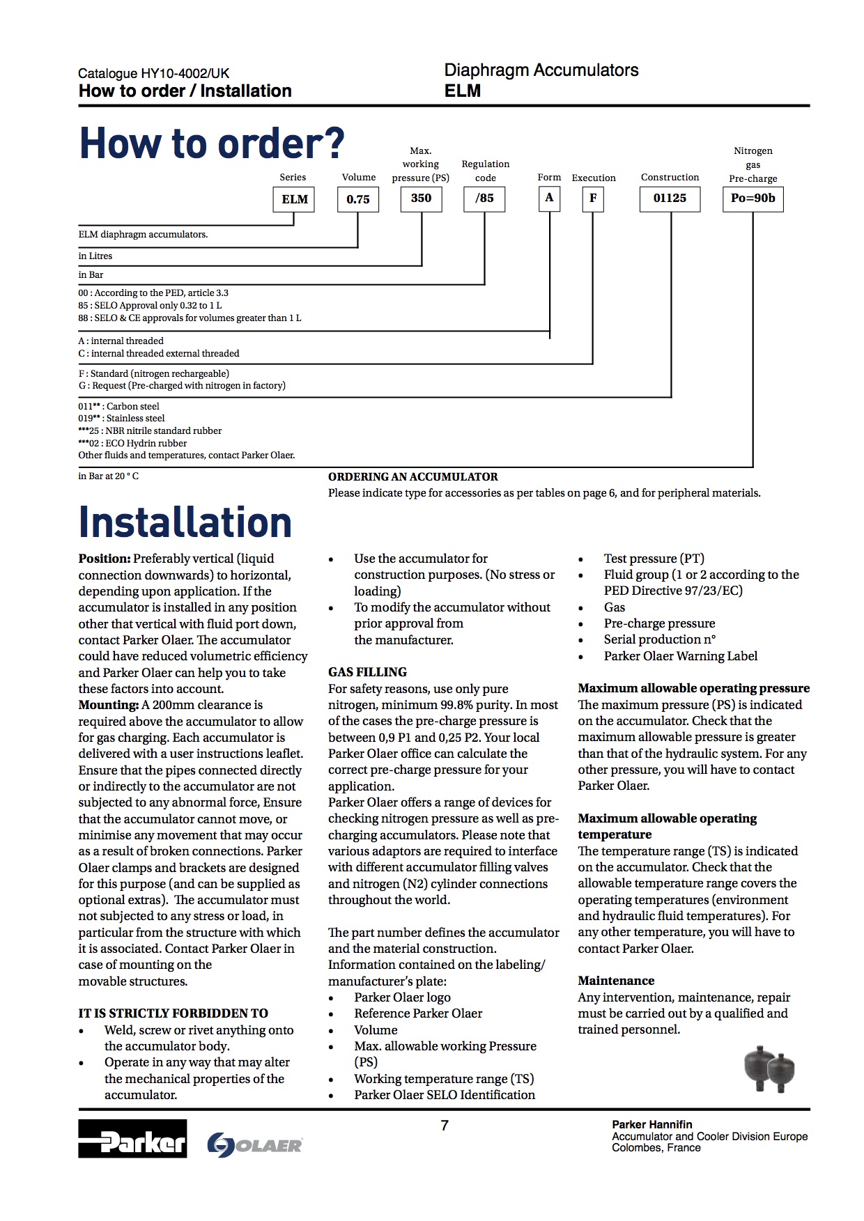Bình tích áp ELM 7