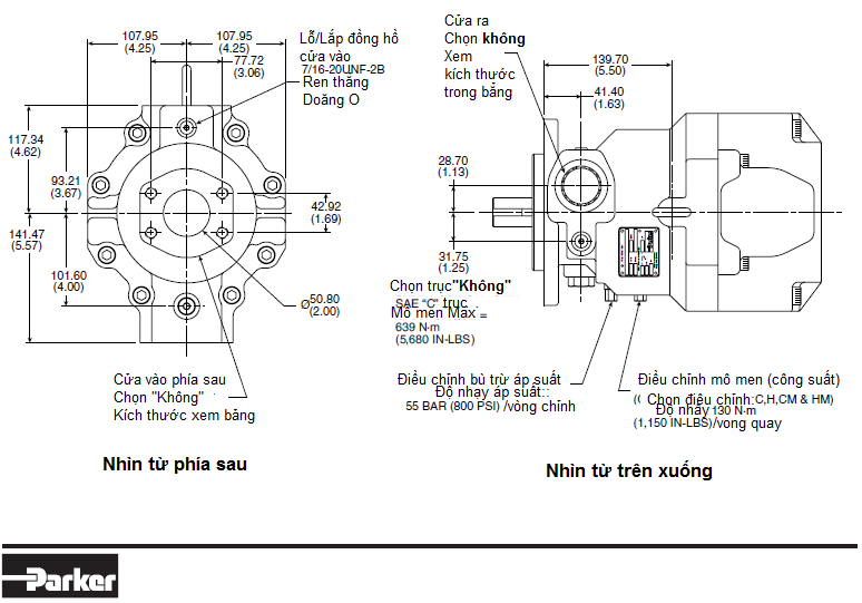 Bơm Piston Parker điều chỉnh được lưu lượng PVAC100 1