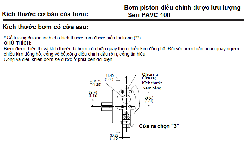 Bơm Piston Parker điều chỉnh được lưu lượng PVAC100 2