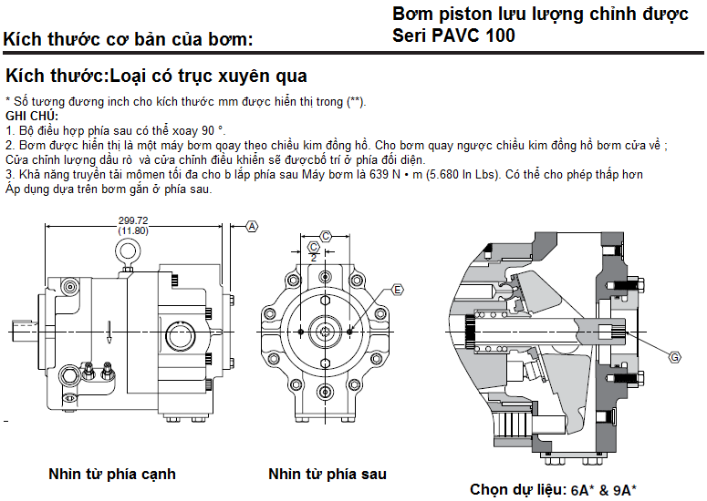 Bơm Piston Parker điều chỉnh được lưu lượng PVAC100 8