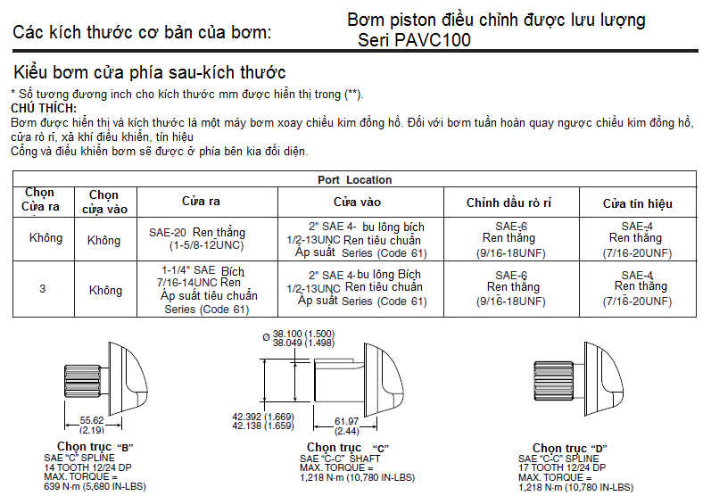 Bơm Piston Parker điều chỉnh được lưu lượng PVAC100