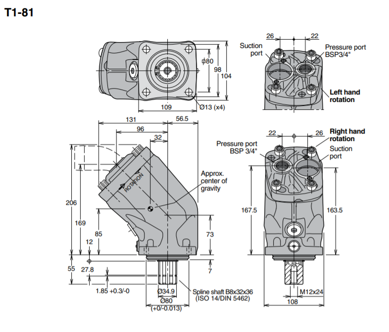 Bơm Piston Parker T1−081−L/ Part No.3782181