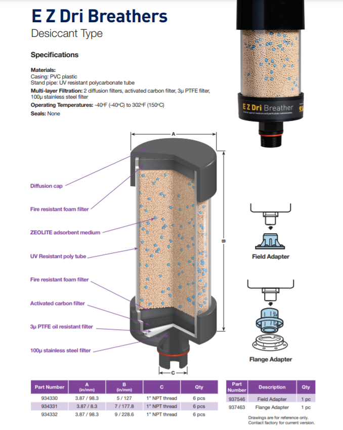 Ống thở hút ẩm Parker 934332T 1