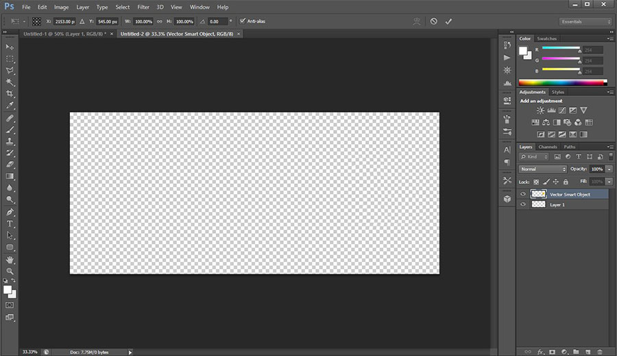 Tạo file thiết kế mới trên Adobe Photoshop với kích thước tùy chọn
