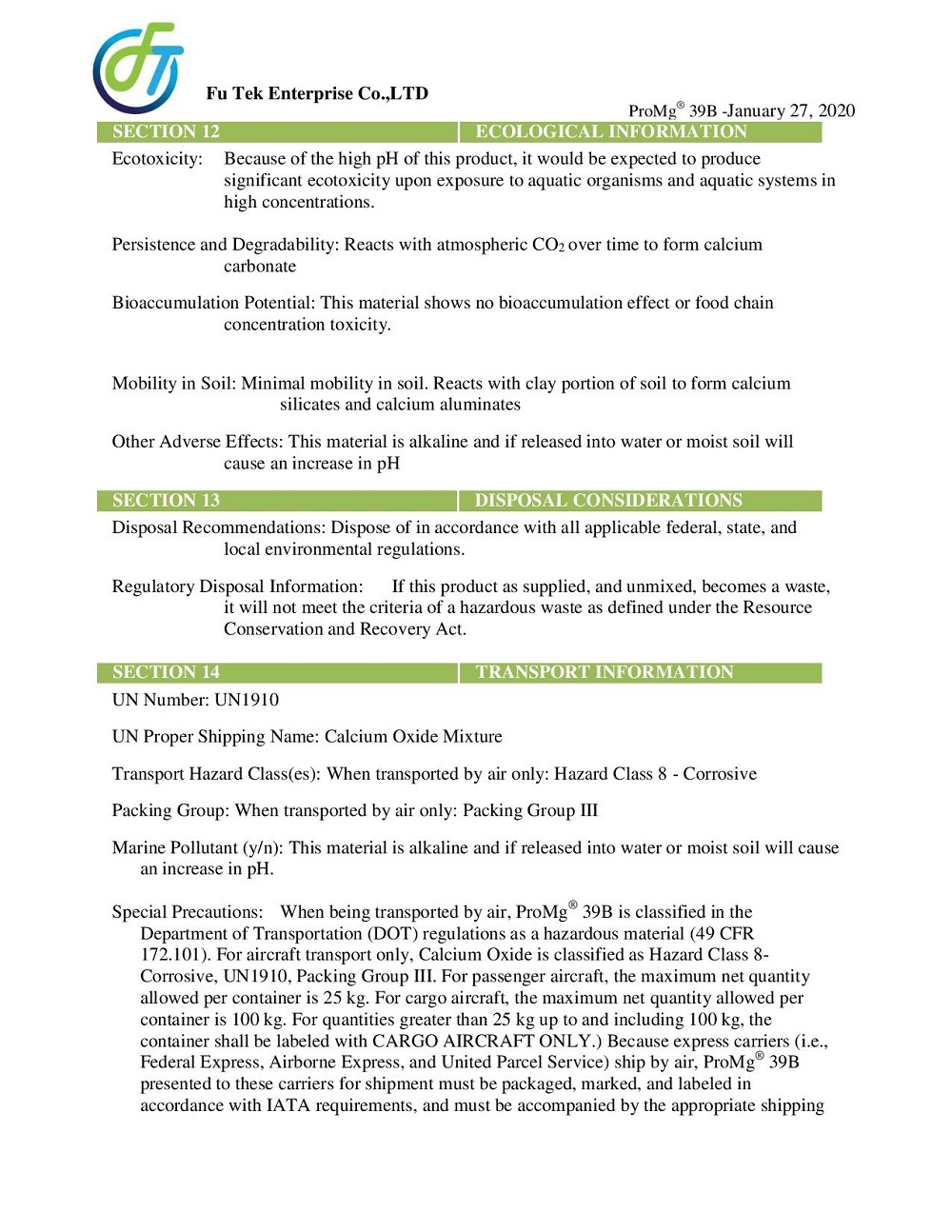 MSDS DOLOMITE NUNG 6