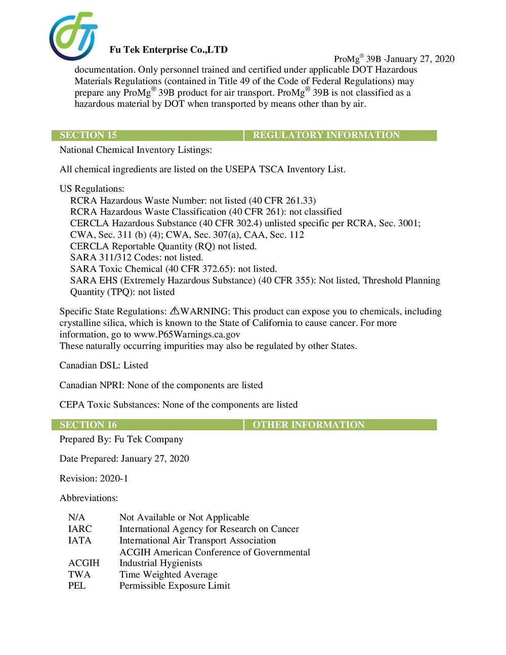 MSDS DOLOMITE NUNG 7