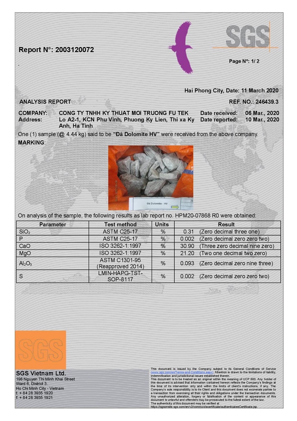 SGS ĐÁ DOLOMITE