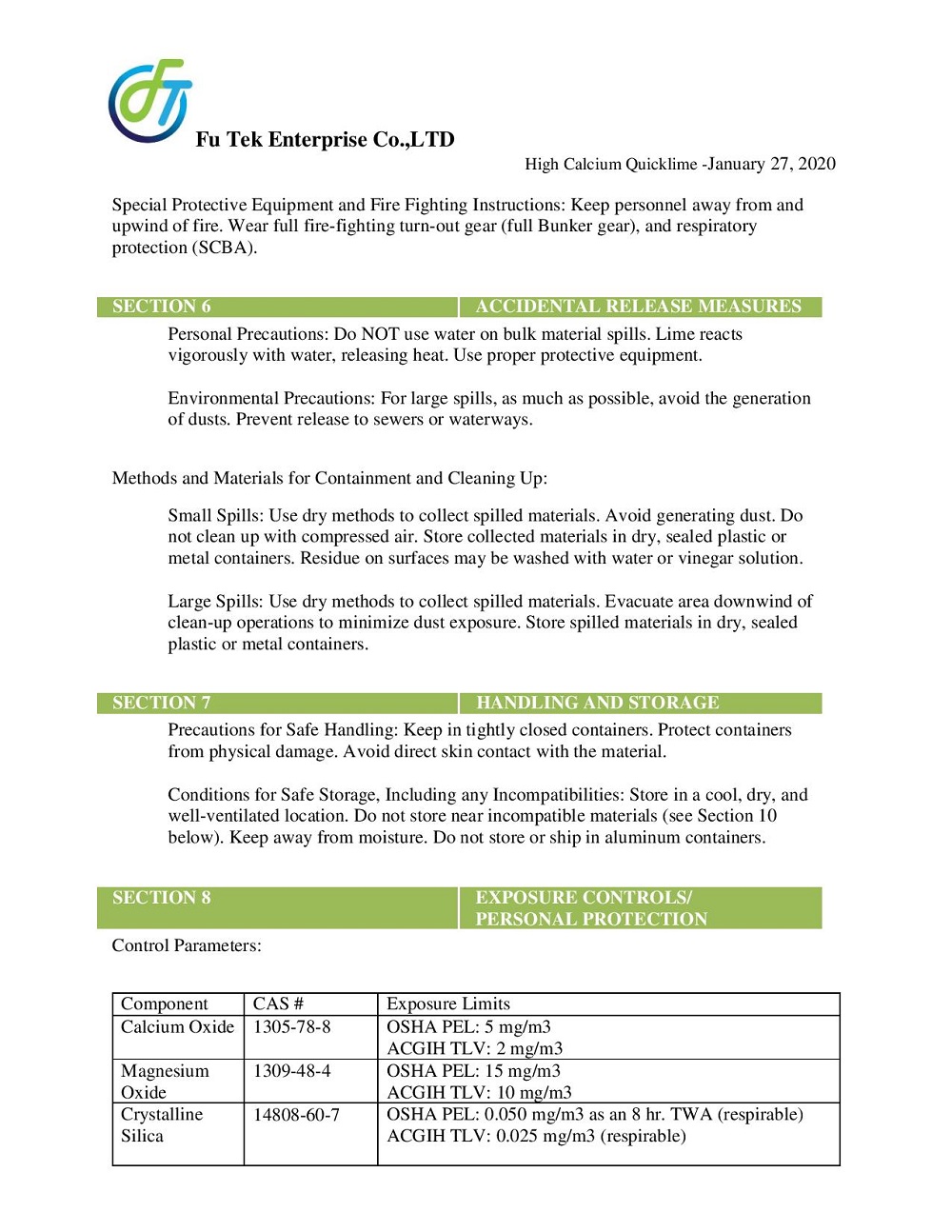 MSDS VÔI SỐNG 3