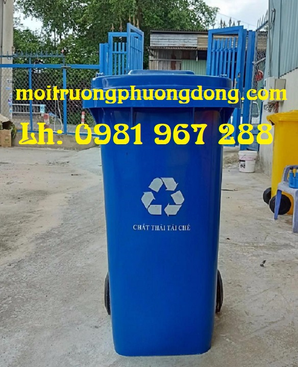 Thùng rác màu xanh dương công cộng 240l  