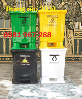 Thùng rác 20 lít y tế màu vàng