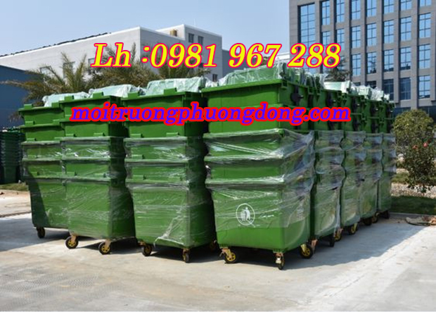 Xe gom rác 660 lít nhựa HDPE,thùng rác nhựa 660 lít công cộng  