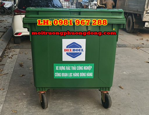 Thùng rác nhựa 1100L màu xanh