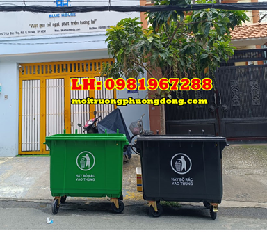 Xe thu gom rác 660L 4 bánh xe công cộng