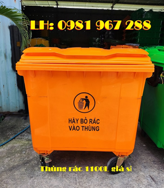 Thùng rác nhựa ngoài trời có  kích thước lớn 1100L