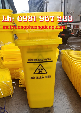 Thùng rác nhựa vệ sinh 120 lít màu vàng