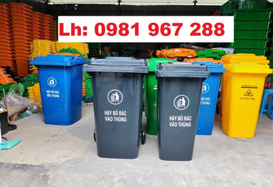 Thùng rác đen 120L y tế 