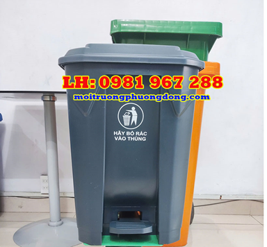 Thùng rác nhựa 30 lít đạp chân màu đen