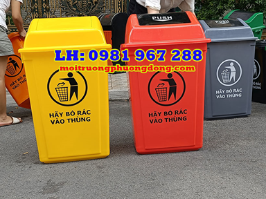 Thùng rác nhựa 60L nắp bập bênh 