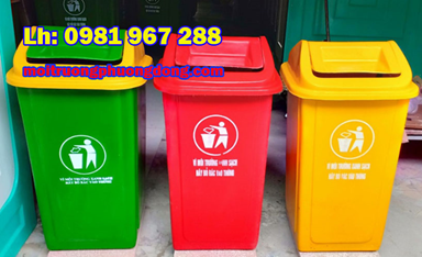 Thùng rác 90 lít nắp lật bằng nhựa composite