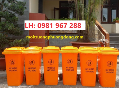 Thùng rác nhựa màu cam 240L