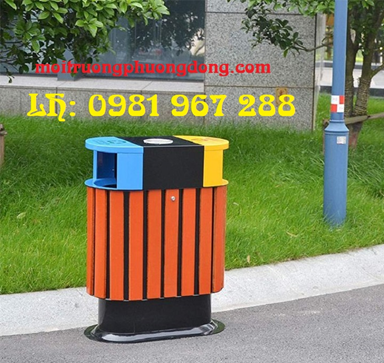 Thùng rác giả gỗ 2 ngăn A78 – E