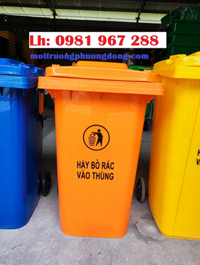 Thùng rác nhựa 240L màu cam