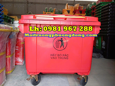 Thùng rác nhựa màu đỏ 660l