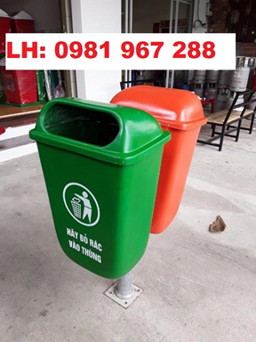 Thùng rác cọc treo đôi nhựa composite 