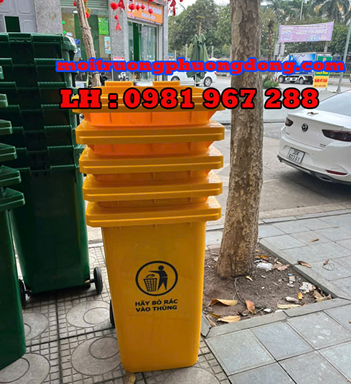 Thùng rác 120L màu vàng y tế