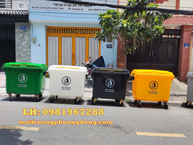 Thùng rác nhựa 660L có bánh xe nắp đậy