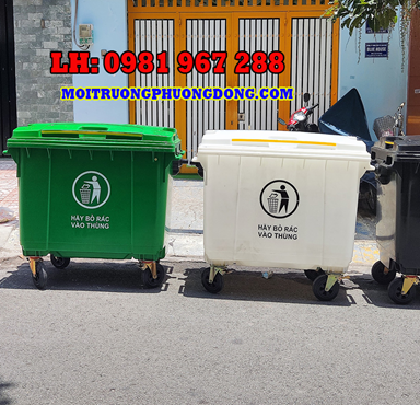 Thùng rác nhựa ngoài trời 660 L.