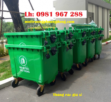 Kích thước thùng rác nhựa 660L 4 bánh xe 