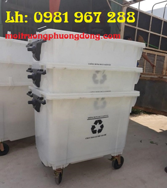 Xe gom rác 660 lít màu trắng