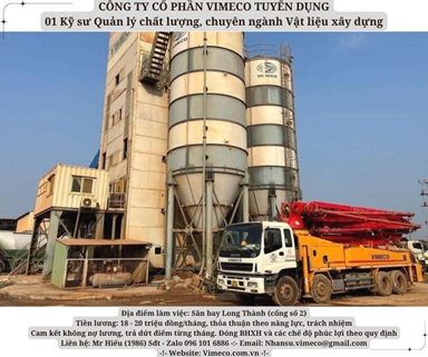 TUYỂN DỤNG - Công ty Cổ phần VIMECO tuyển dụng Kỹ sư 