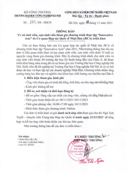 Chương trình thực tập Innovative Asia