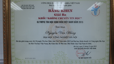 Bằng khen Olypmic tin học