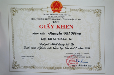 Bằng khen nghiên cứu khoa học